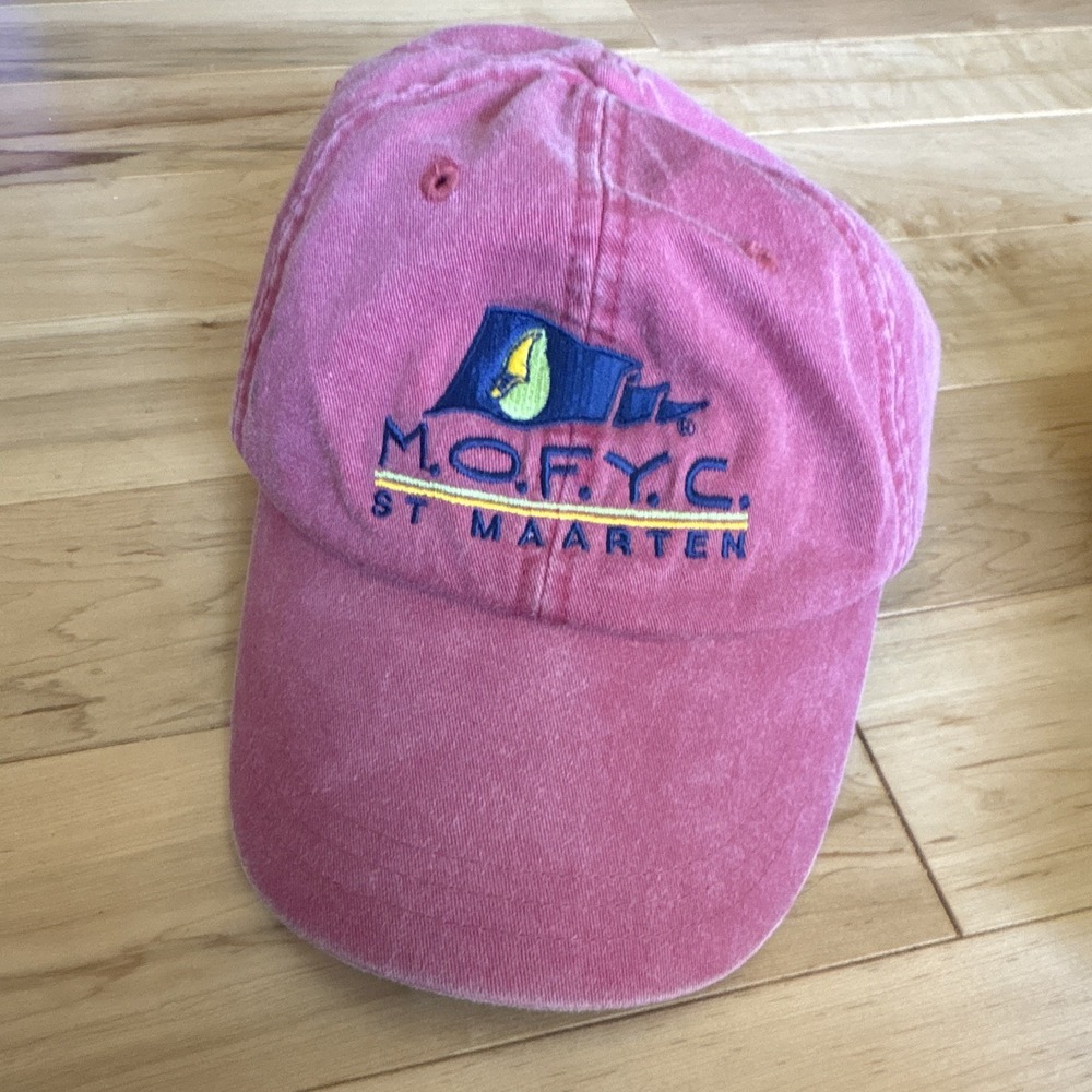Vintage Adams Pink Adjustable Baseball Cap MOFYC St Maarten Yacht Race Hat